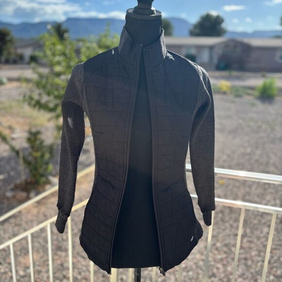 Straight Down Alpha Omega Grey Black Full Zip Quilted Jacket XS - Picture 1 of 7